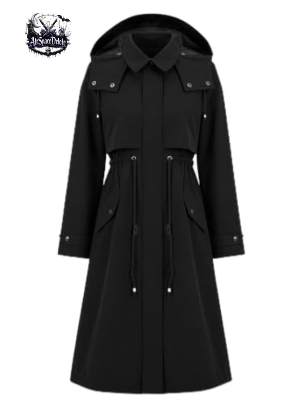 Slim Fit Trench Coat Detachable Hood Windproof 100% Polyester